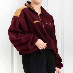 Vintage Quarter Zip Fleece Sweater Burgundy US L